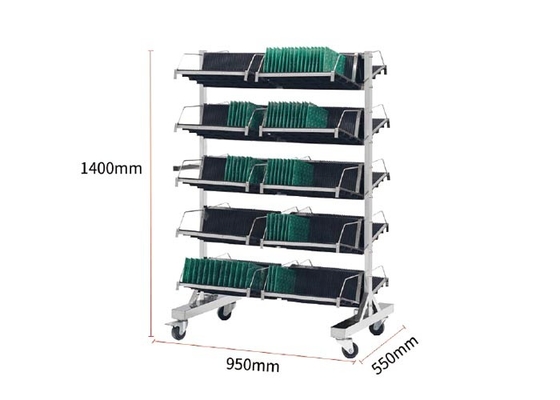 kaufen 210 mm Steckplatzlänge ESD SMT Zeitschriftenständer Leiterplatten-Aufbewahrungswagen online manufacture